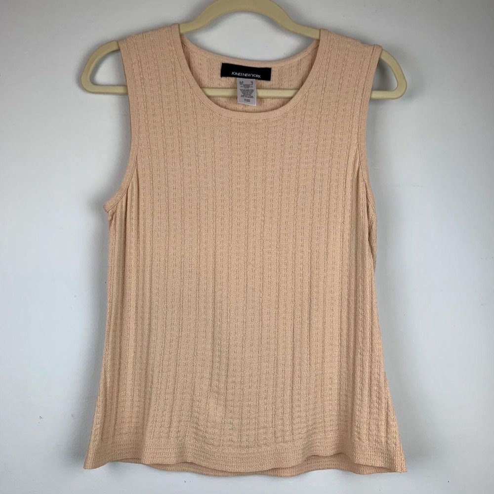 JONES NEW YORK Peach Textured Sleeveless Top Sz M‎